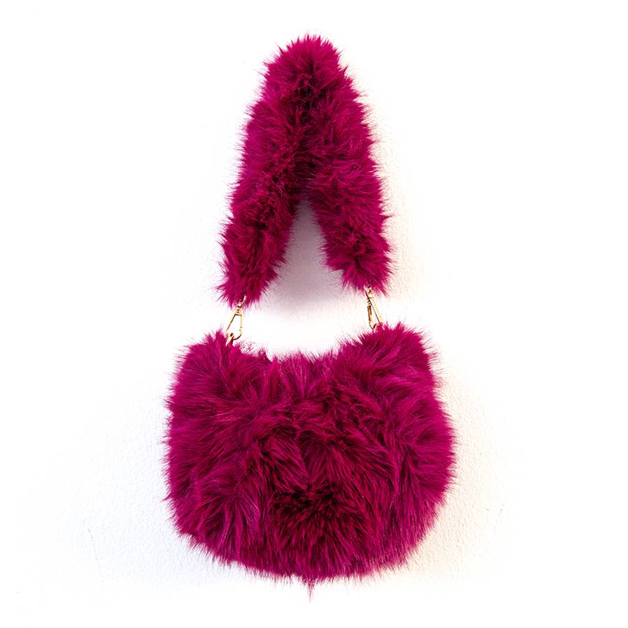 Laura Di Maggio NUVOLA – baguette in ecopelliccia lampone