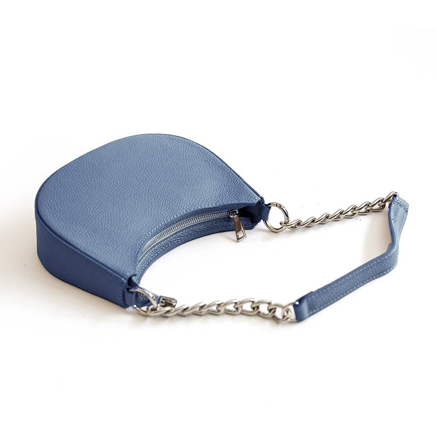 Laura Di Maggio PIMPI – Mezzaluna Con Manico In Catena In Pelle Avio