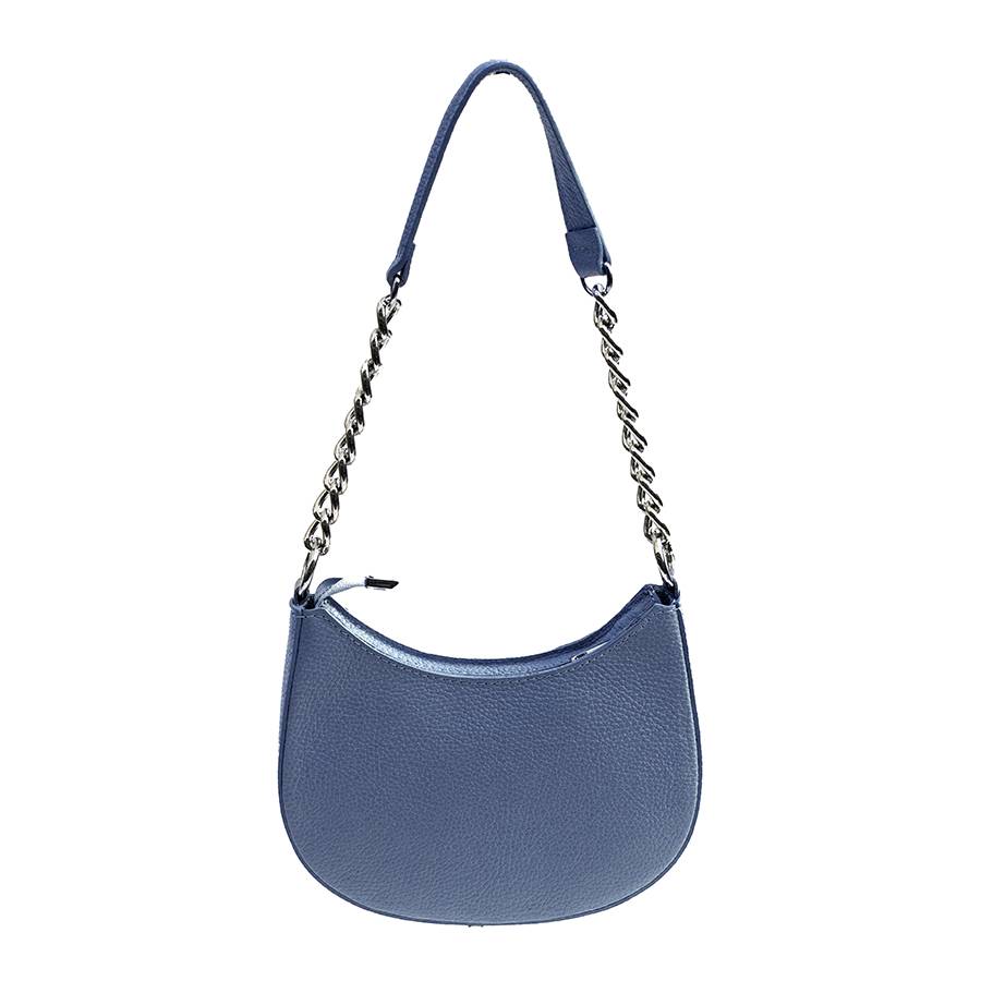 Laura Di Maggio PIMPI – mezzaluna con manico in catena in pelle avio