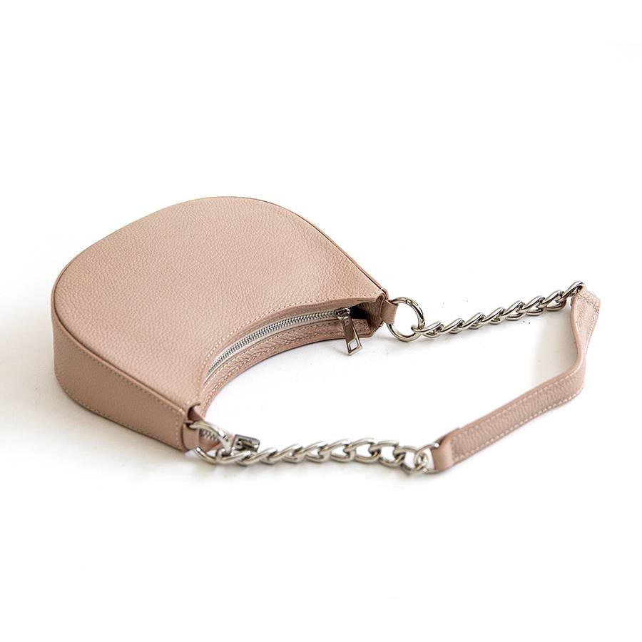 Laura Di Maggio PIMPI – Mezzaluna Con Manico In Catena In Pelle Cipria