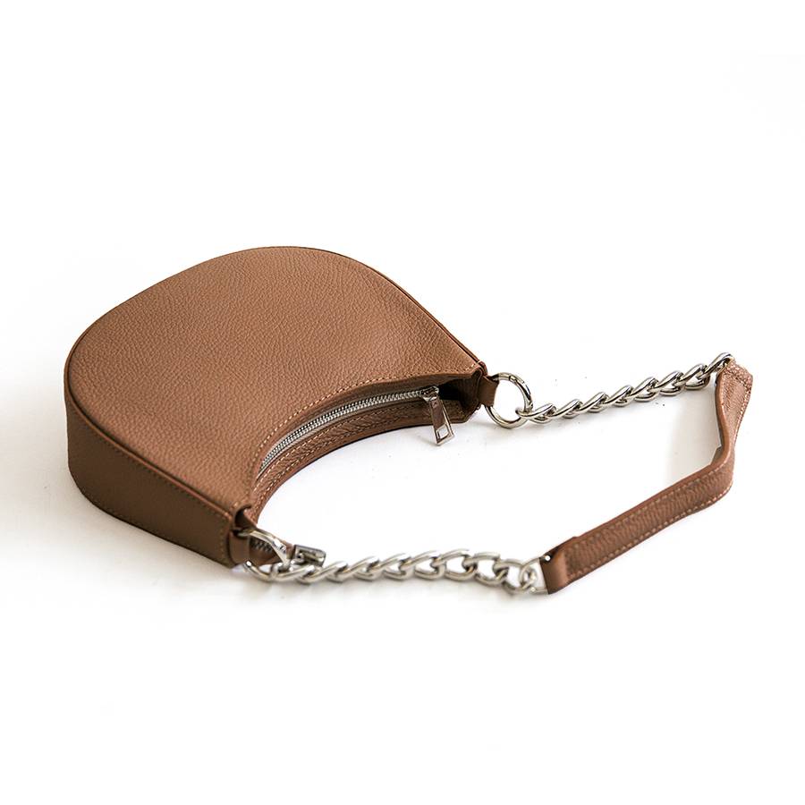 Laura Di Maggio PIMPI – Mezzaluna Con Manico In Catena In Pelle Cuoio