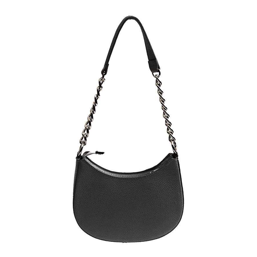 Laura Di Maggio PIMPI – mezzaluna con manico in catena in pelle nera