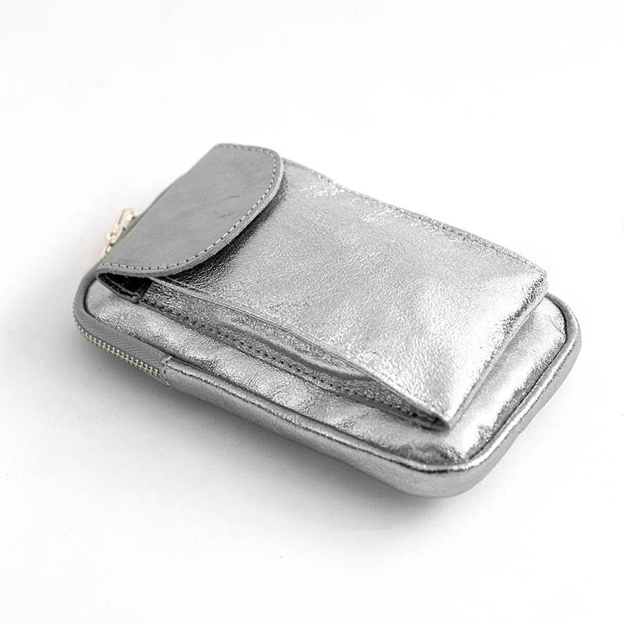 Laura Di Maggio PORTACELLULARE – Pelle Laminata Argento