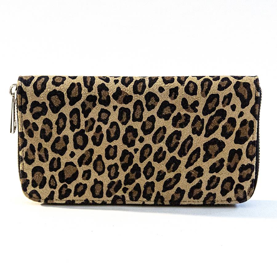 Laura Di Maggio PORTAFOGLIO in camoscio stampa leopardo