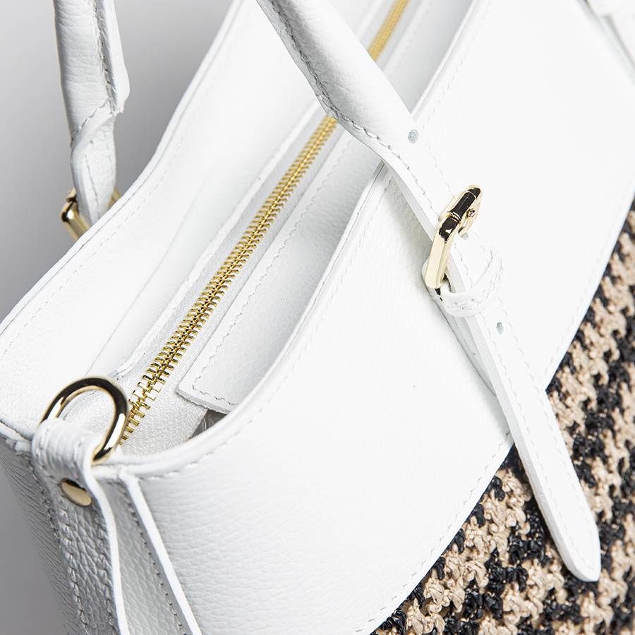 Laura Di Maggio RAFFA – Shopping In Pelle Bianca E Rafia