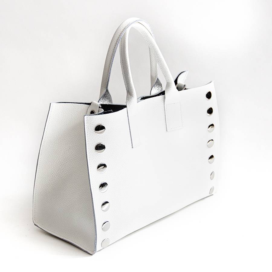 Laura Di Maggio SAM BIG – Shopping Con Borchie In Pelle Bianca