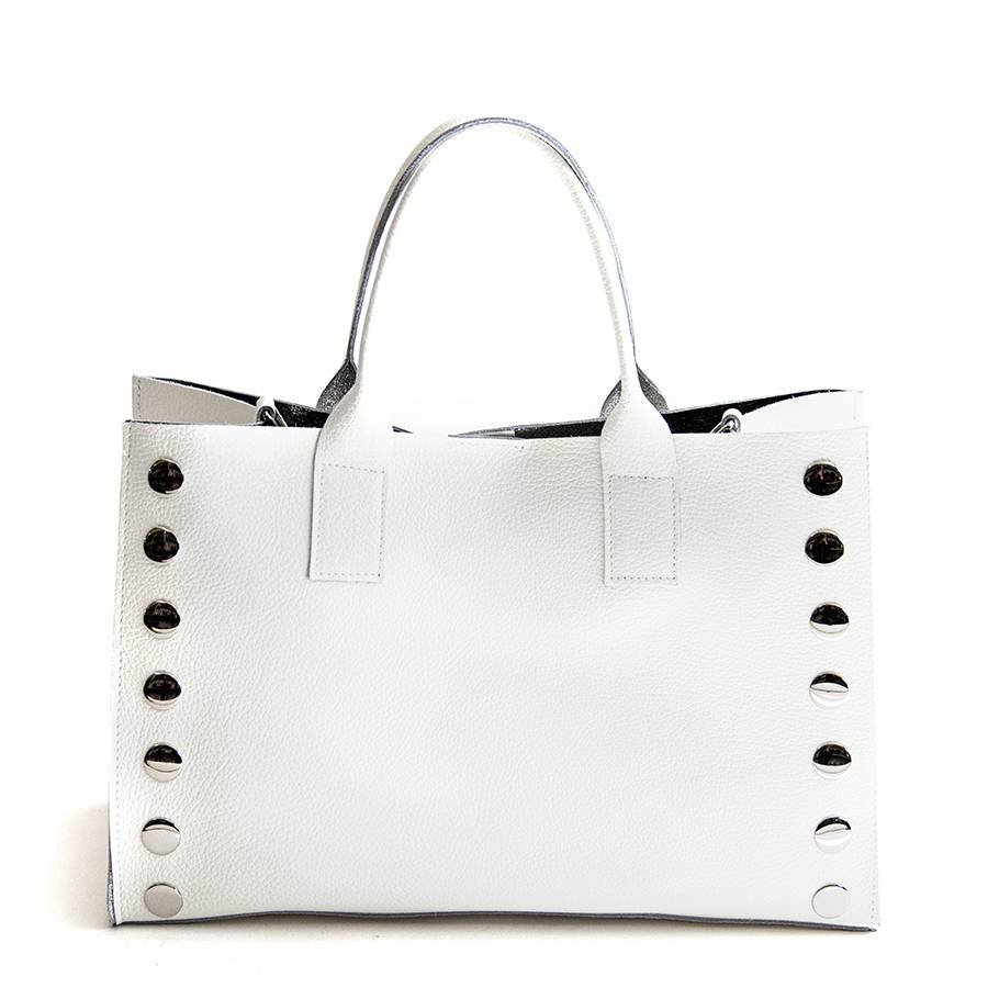 Laura Di Maggio SAM BIG – Shopping con borchie in pelle bianca