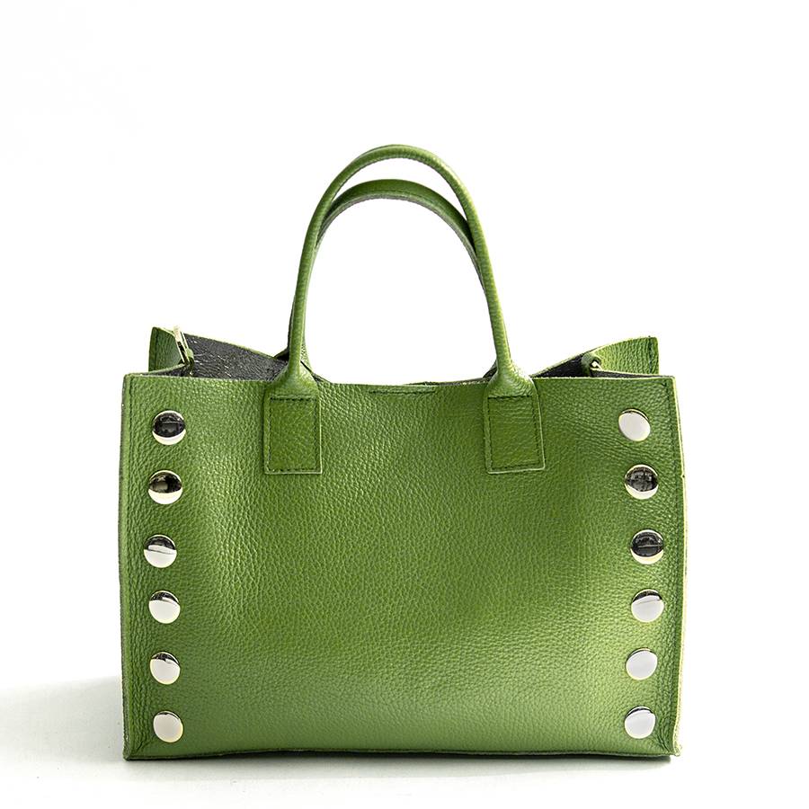 Laura Di Maggio SAM – Shopping con borchie in pelle verde aloe