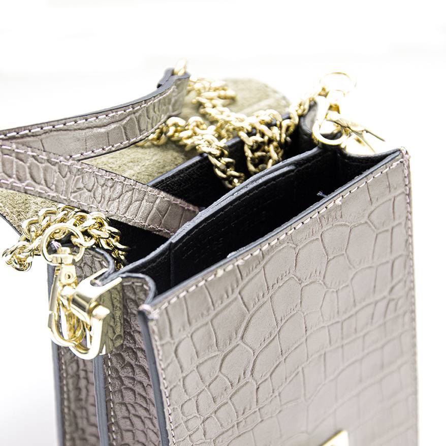 Laura Di Maggio SOIRÉE – Borsa Da Sera In Pelle Stampa Cocco – Taupe