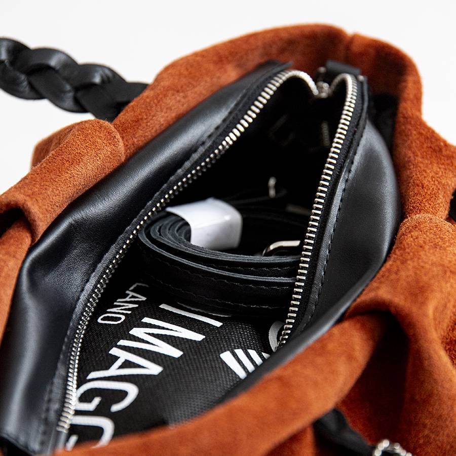 Laura Di Maggio TENDER – Bauletto Con Manico A Treccia In Camoscio Mattone