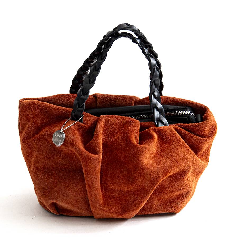 Laura Di Maggio TENDER – Bauletto con manico a treccia in camoscio mattone