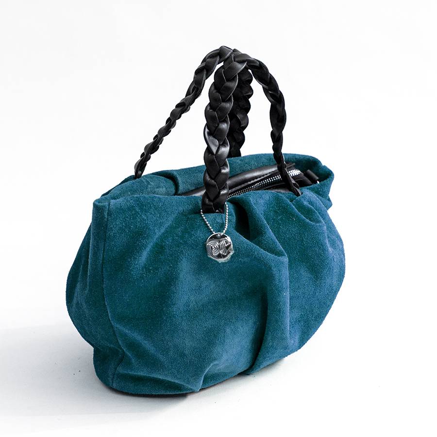 Laura Di Maggio TENDER – Bauletto Con Manico A Treccia In Camoscio Petrolio