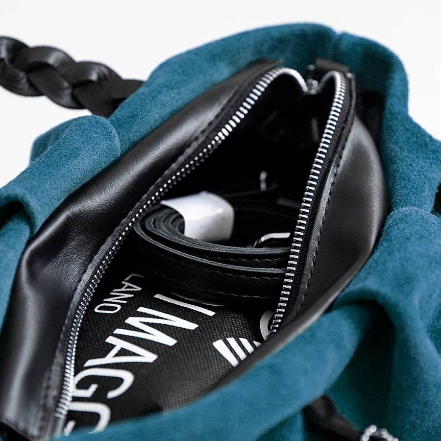 Laura Di Maggio TENDER – Bauletto Con Manico A Treccia In Camoscio Petrolio