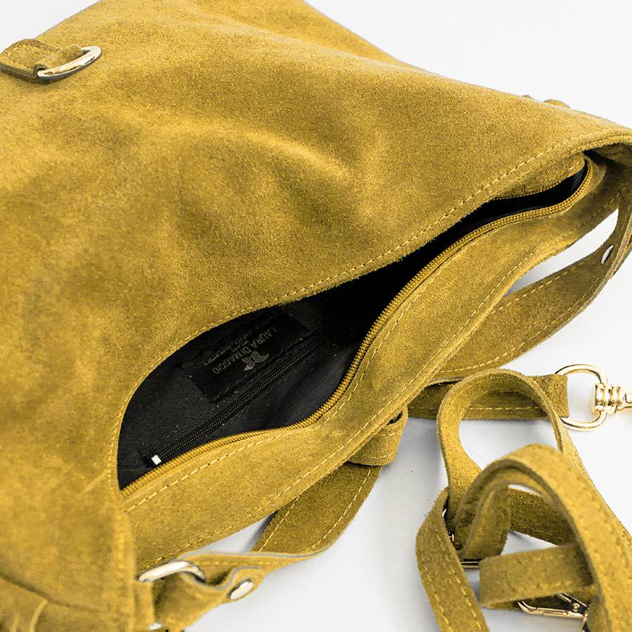 Laura Di Maggio TEXAS – Sacca In Camoscio Con Frange Giallo