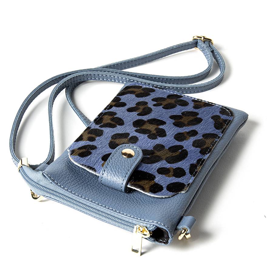 Laura Di Maggio TINY – Porta Cellulare In Pelle Dollaro Con Cavallino Stampa Leopardata Avio