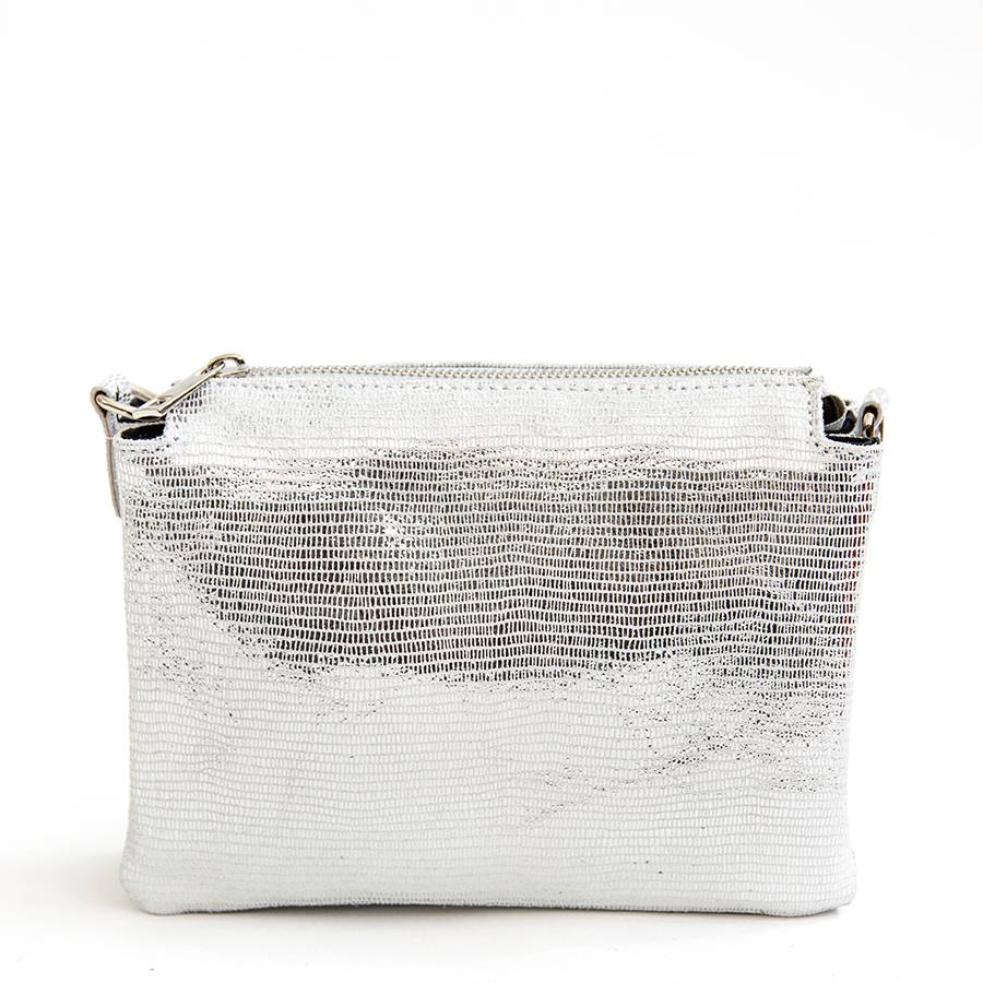 Laura Di Maggio TRIPLETTA – Postina in pelle stampa lucertola argento