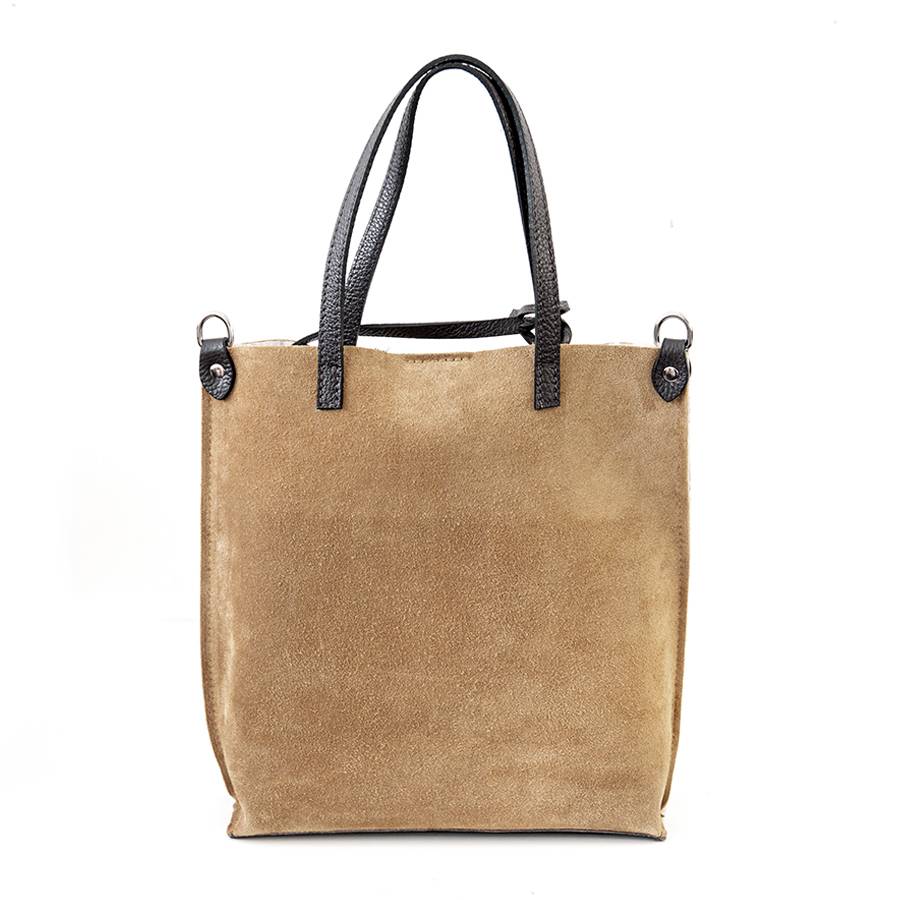 Laura Di Maggio TRUDI – borsa in camoscio ed eco montone taupe