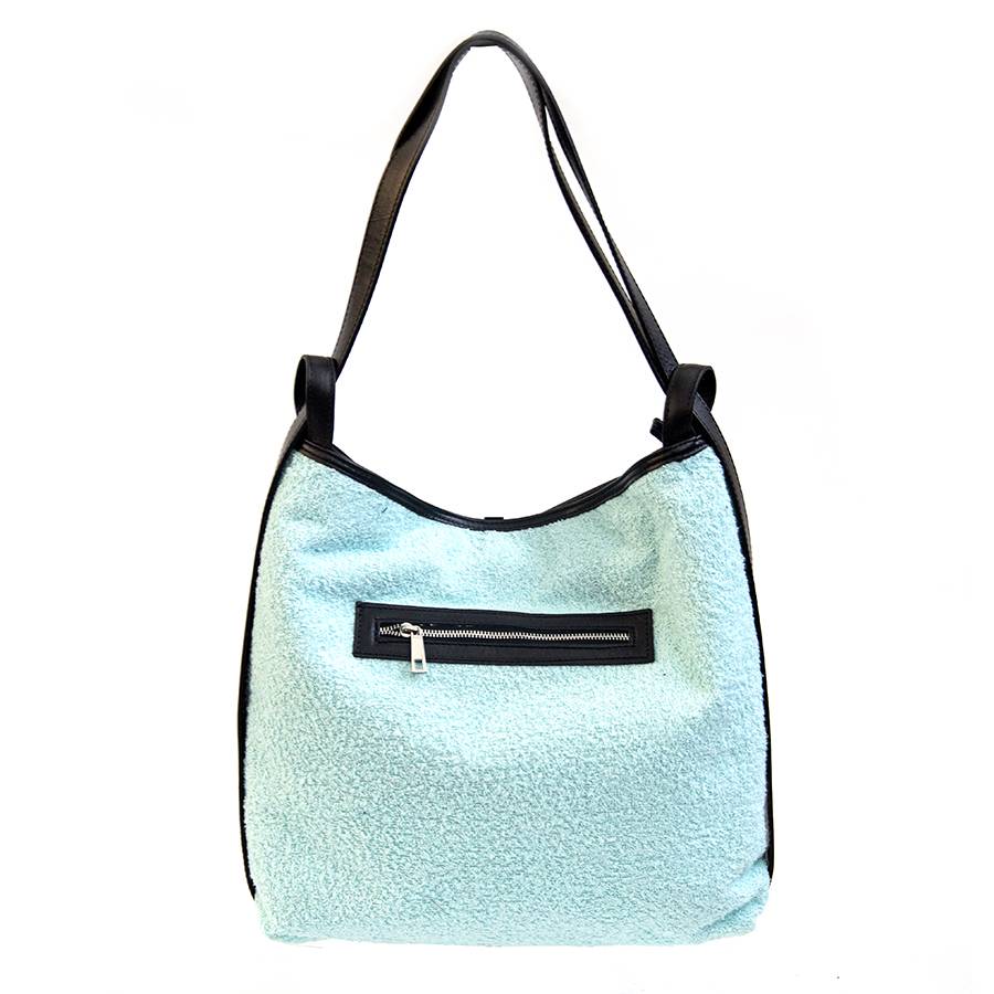 Laura Di Maggio VENICE – Zaino/borsa In Pelle E Tessuto Azzurro