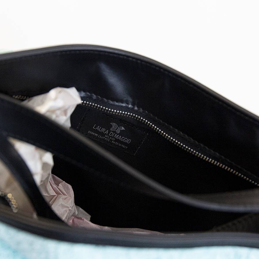 Laura Di Maggio VENICE – Zaino/borsa In Pelle E Tessuto Azzurro