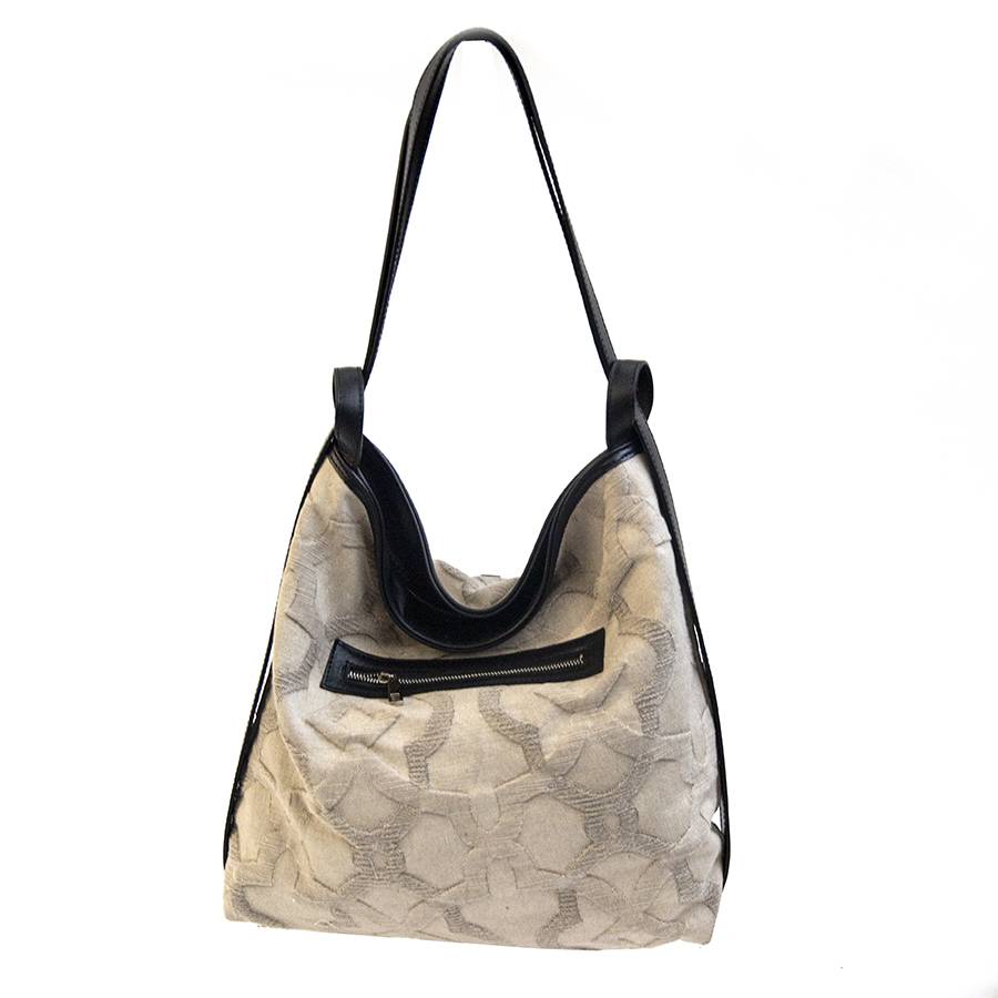 Laura Di Maggio VENICE – Zaino/borsa In Pelle E Tessuto Beige
