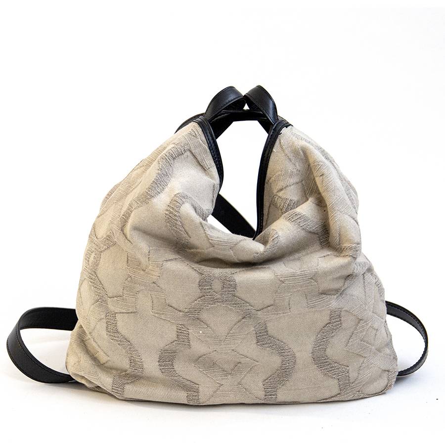 Laura Di Maggio VENICE – Zaino/borsa in pelle e tessuto beige