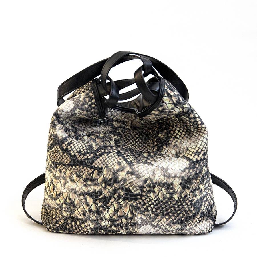 Laura Di Maggio VENICE – Zaino/borsa in pelle e tessuto roccia