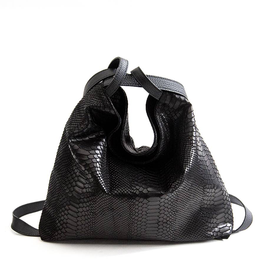 Laura Di Maggio VENICE – Zaino/borsa in pelle stampa pitone nero