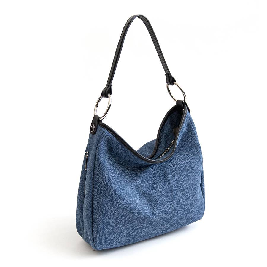 Laura Di Maggio VIVIEN – Sacca Con Anelli In Pelle Stampa Tapiro Blu