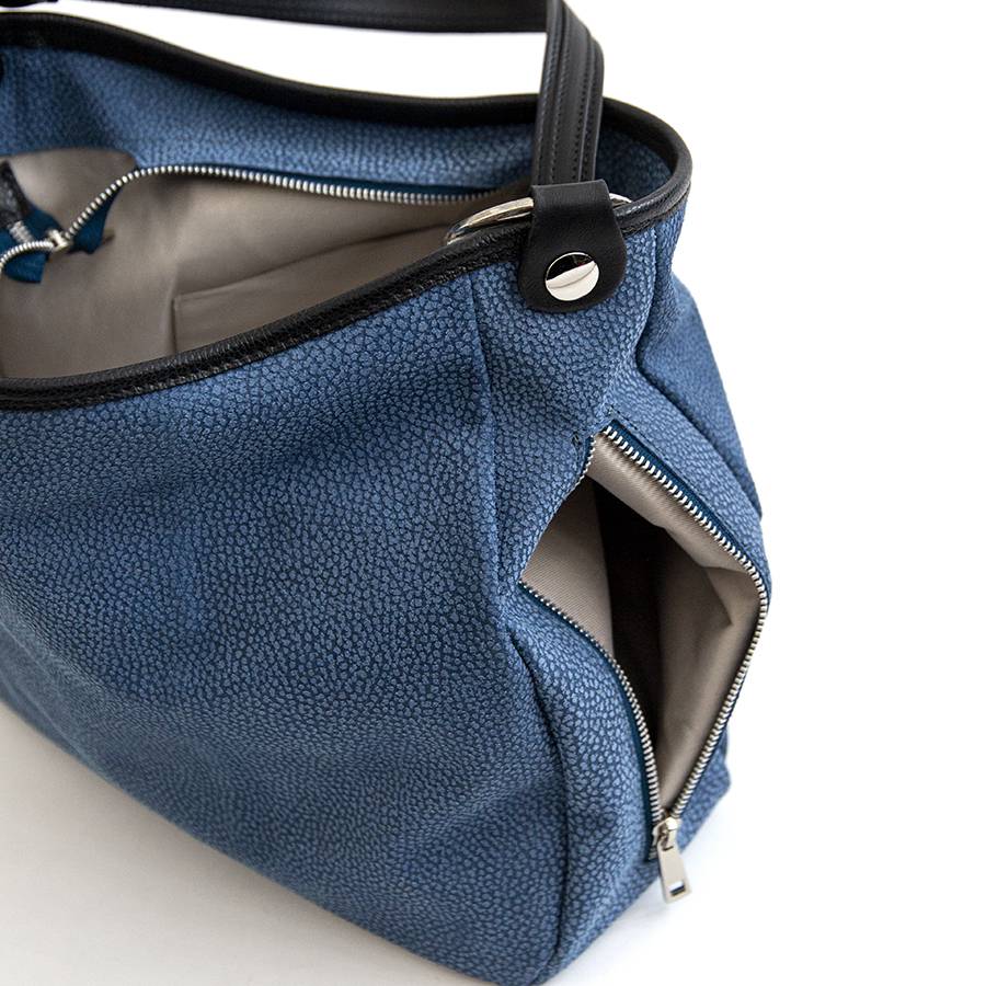 Laura Di Maggio VIVIEN – Sacca Con Anelli In Pelle Stampa Tapiro Blu