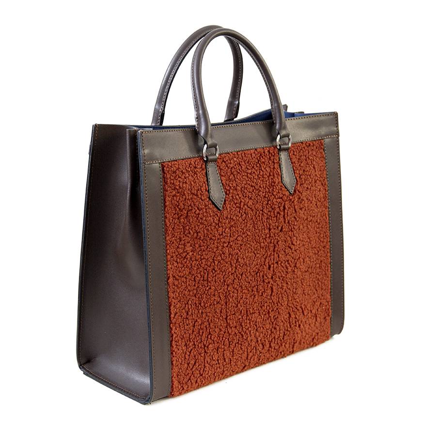 Laura Di Maggio WINNIE – Borsa In Pelle E Tessuto Testa Di Moro