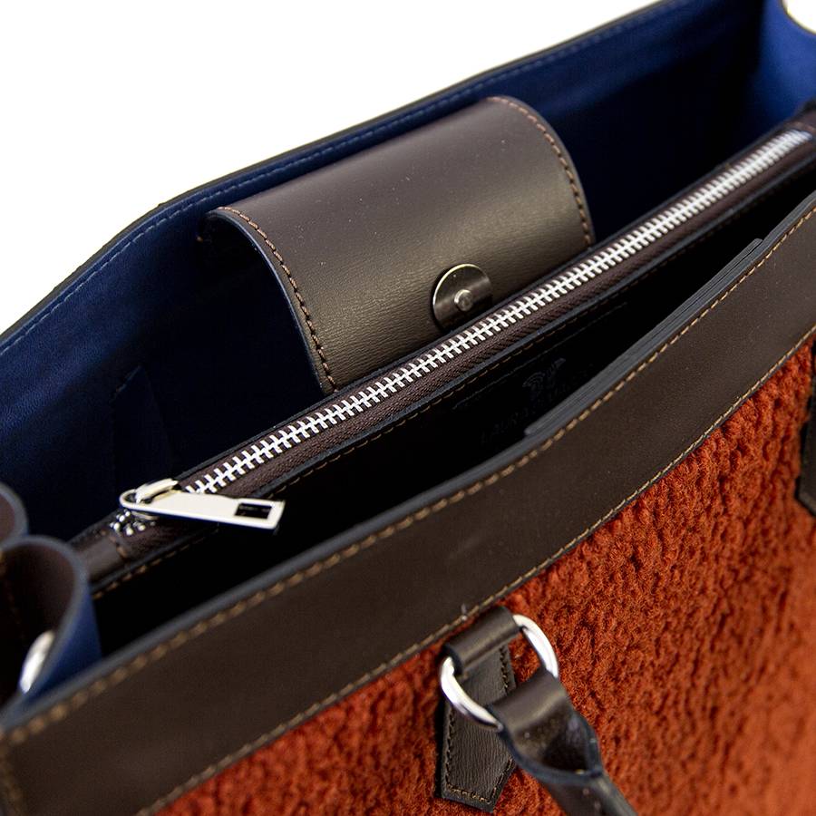 Laura Di Maggio WINNIE – Borsa In Pelle E Tessuto Testa Di Moro