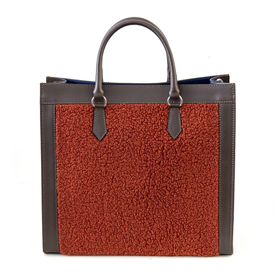 Laura Di Maggio WINNIE – borsa in pelle e tessuto testa di moro