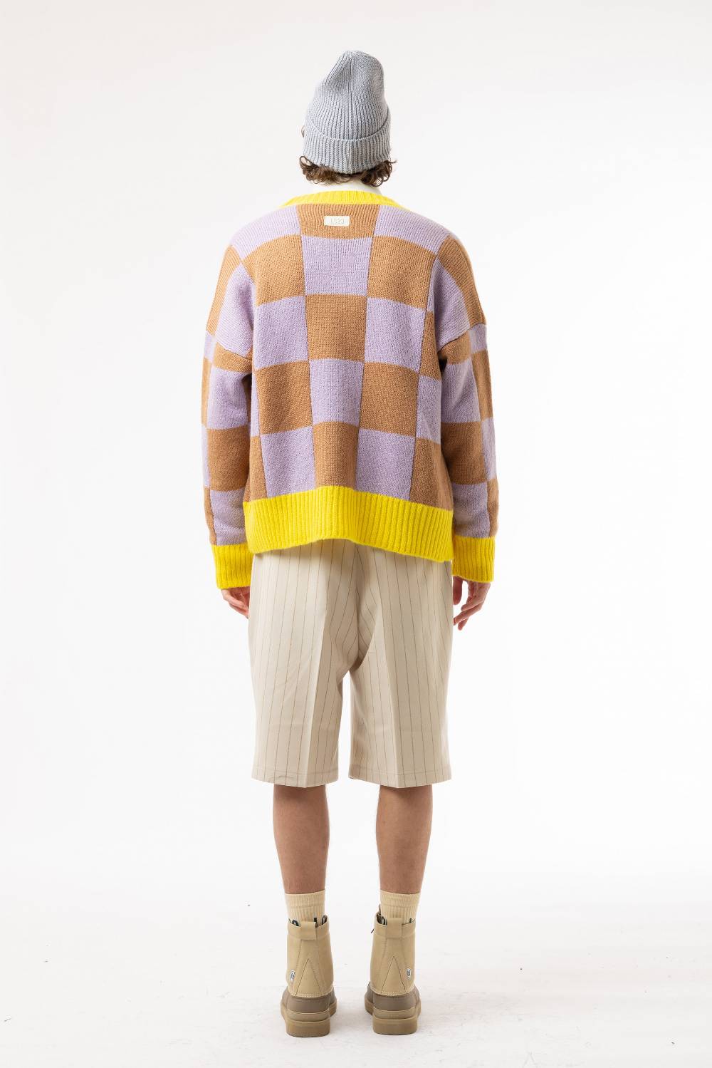 Lc23 Checkered Cardigan Lille/Yellow/Camel