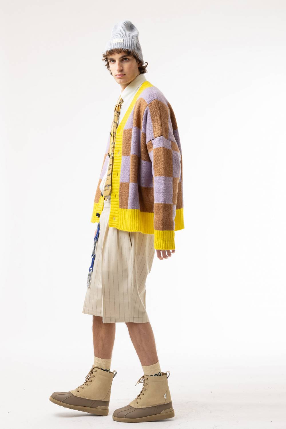 Lc23 Checkered Cardigan Lille/Yellow/Camel