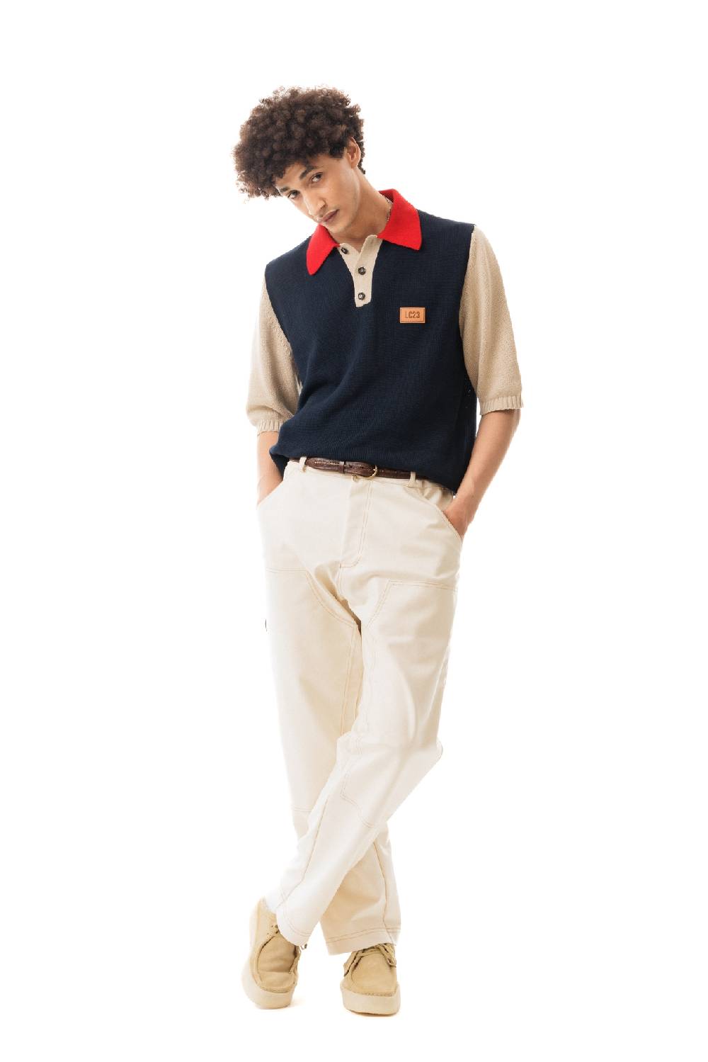 Lc23 Color Block Polo Sweater Navy