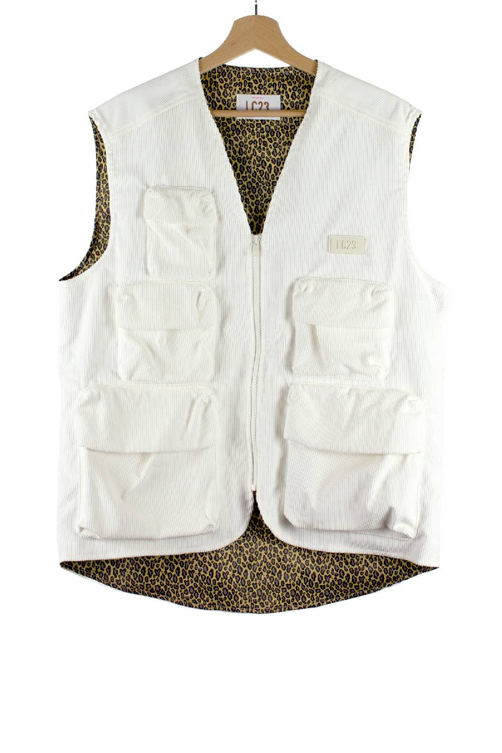 Lc23 Corduroy Multipocket Vest White
