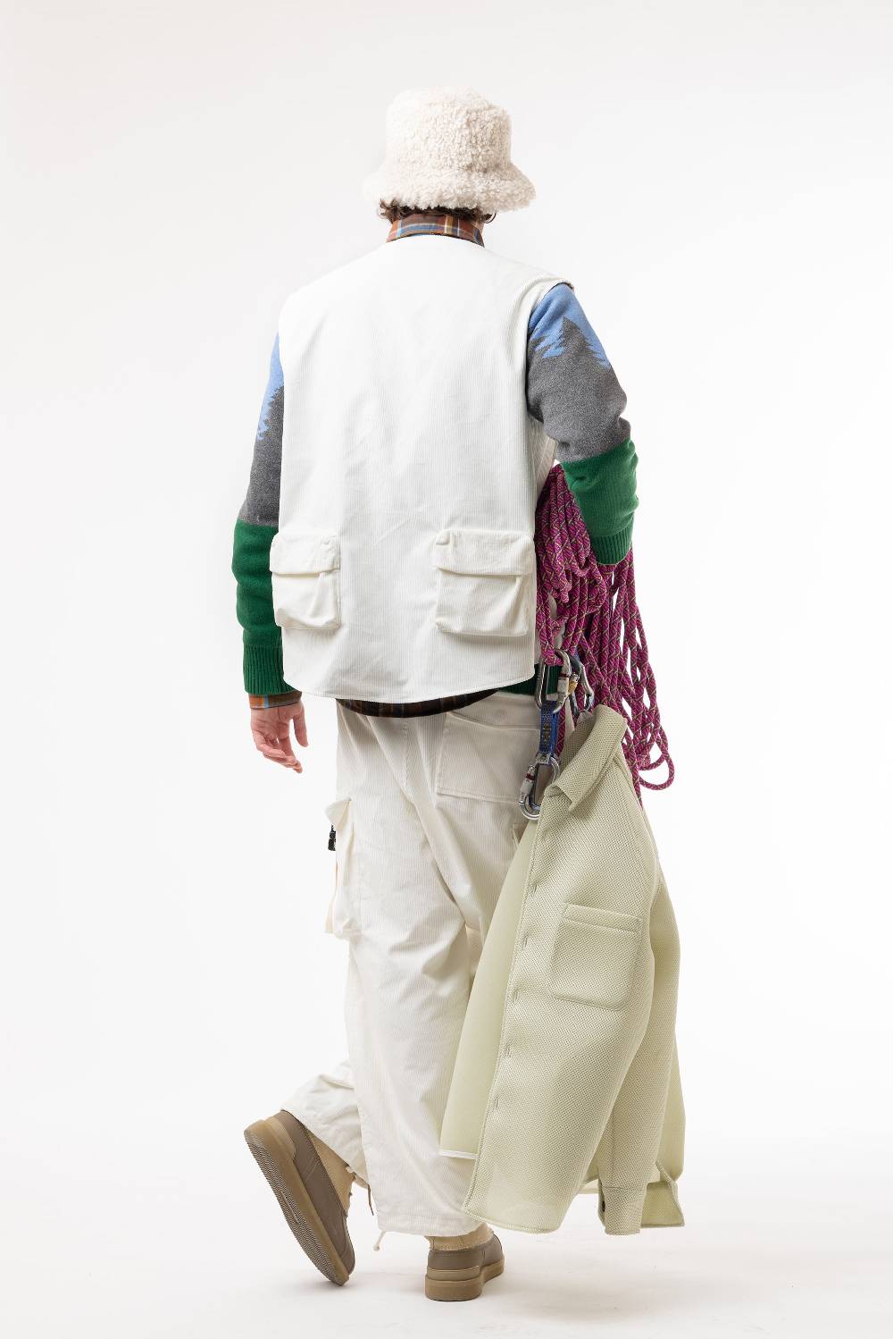 Lc23 Corduroy Multipocket Vest White