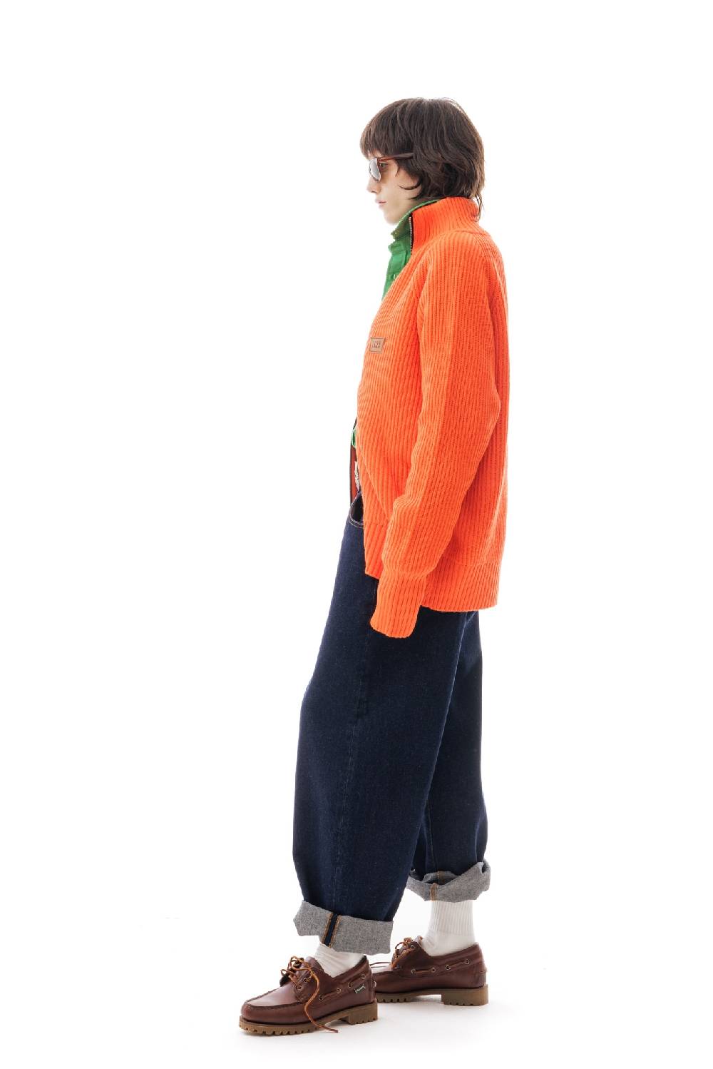 Lc23 English Knit Zip Sweater Orange