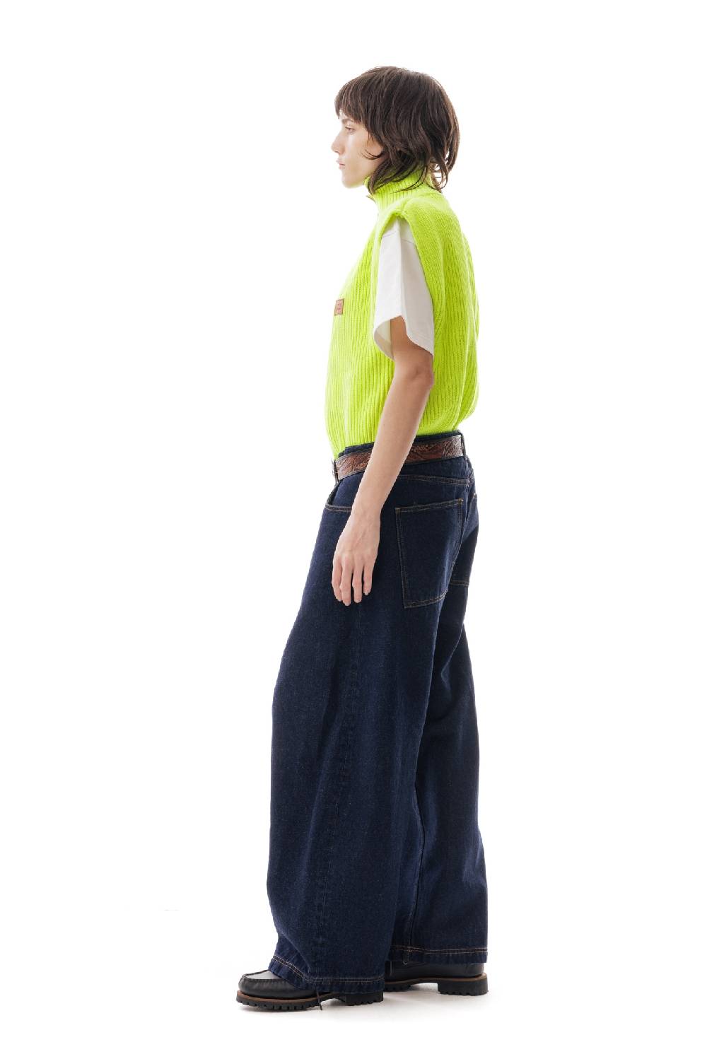 Lc23 English Knit Zip Vest Fluo Yellow