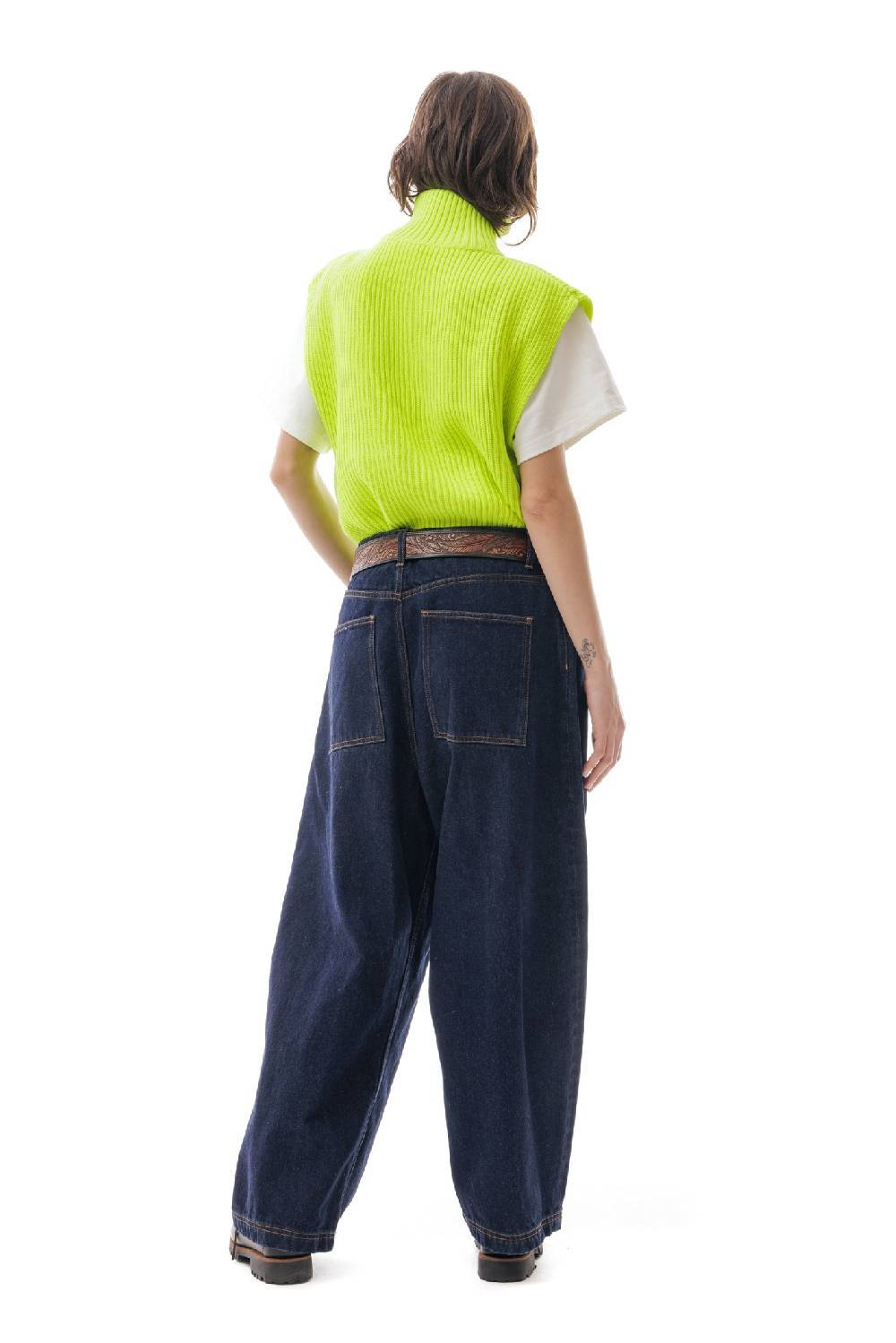 Lc23 English Knit Zip Vest Fluo Yellow