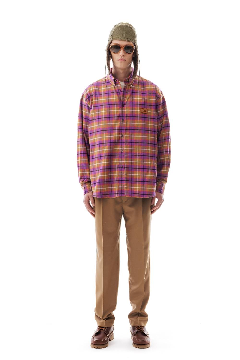 Lc23 Flannel Check Shirt Camel/Purple