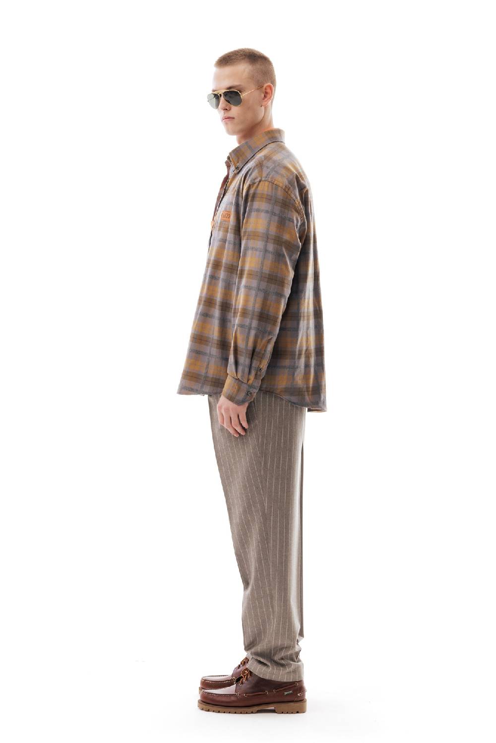 Lc23 Flannel Check Shirt Grey/Camel