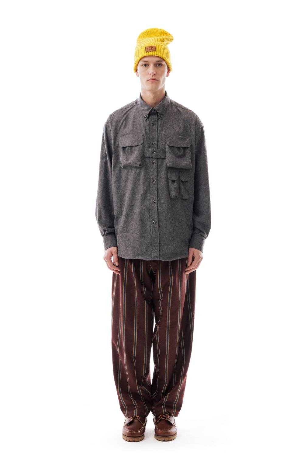 Lc23 Flannel Multipocket Shirt Dark Grey