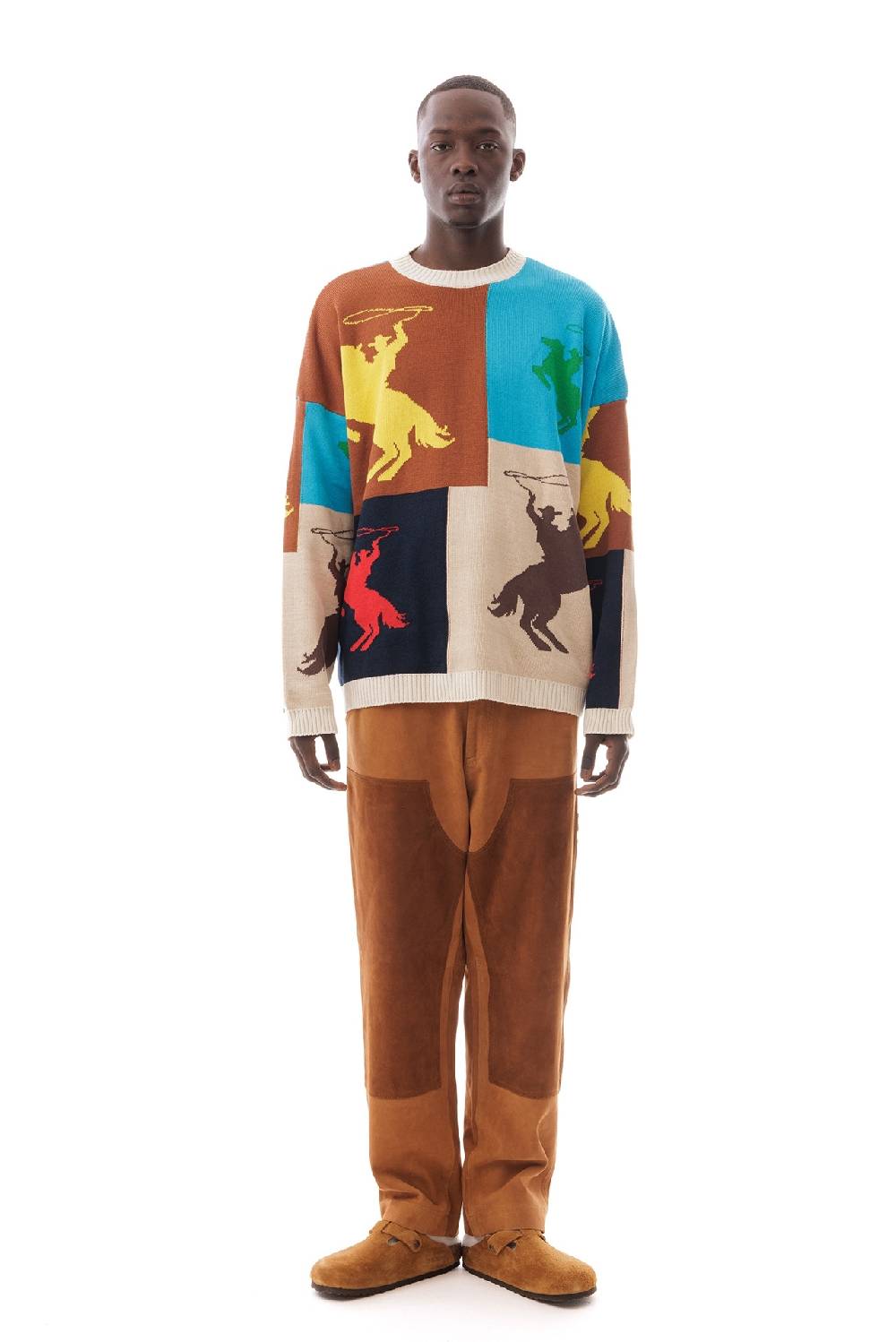Lc23 Jaquard Patchwork Horses Sweater