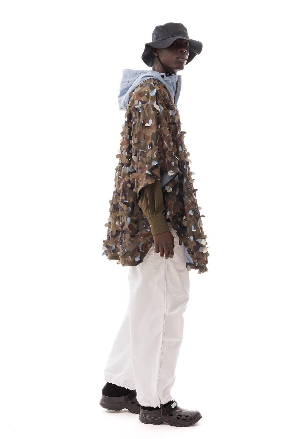 Lc23 Laserated Nylon Camo Cape Coat