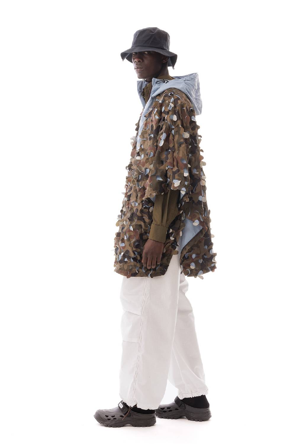 Lc23 Laserated Nylon Camo Cape Coat