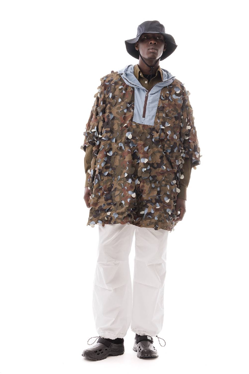 Lc23 Laserated Nylon Camo Cape Coat