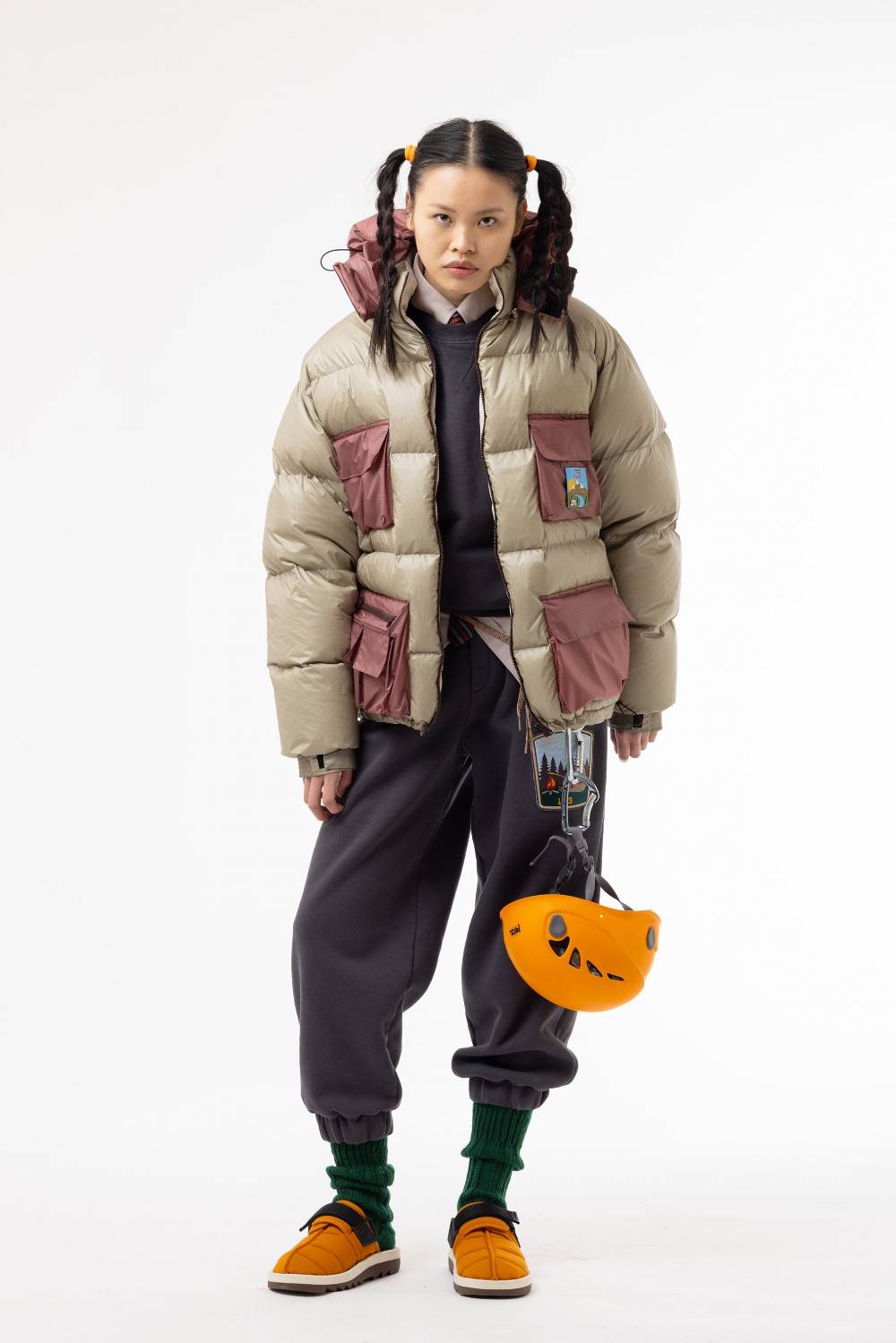 Lc23 Multipocket Down Jacket Beige/Pink