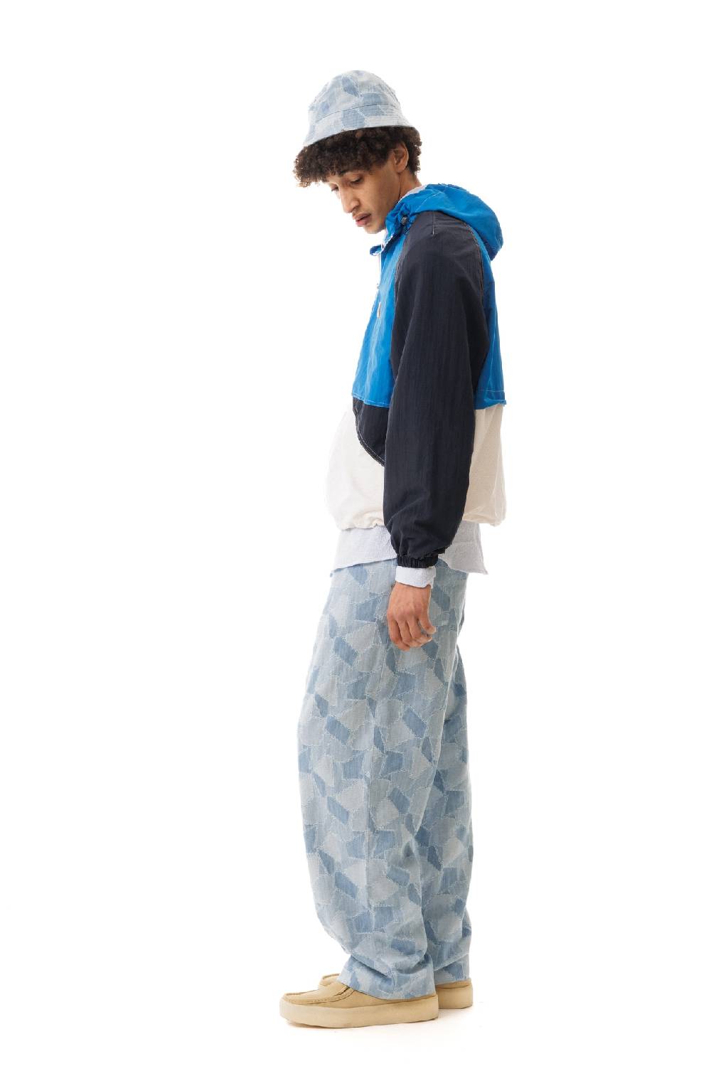 Lc23 Nylon Color-Block Hooded Jacket Blue