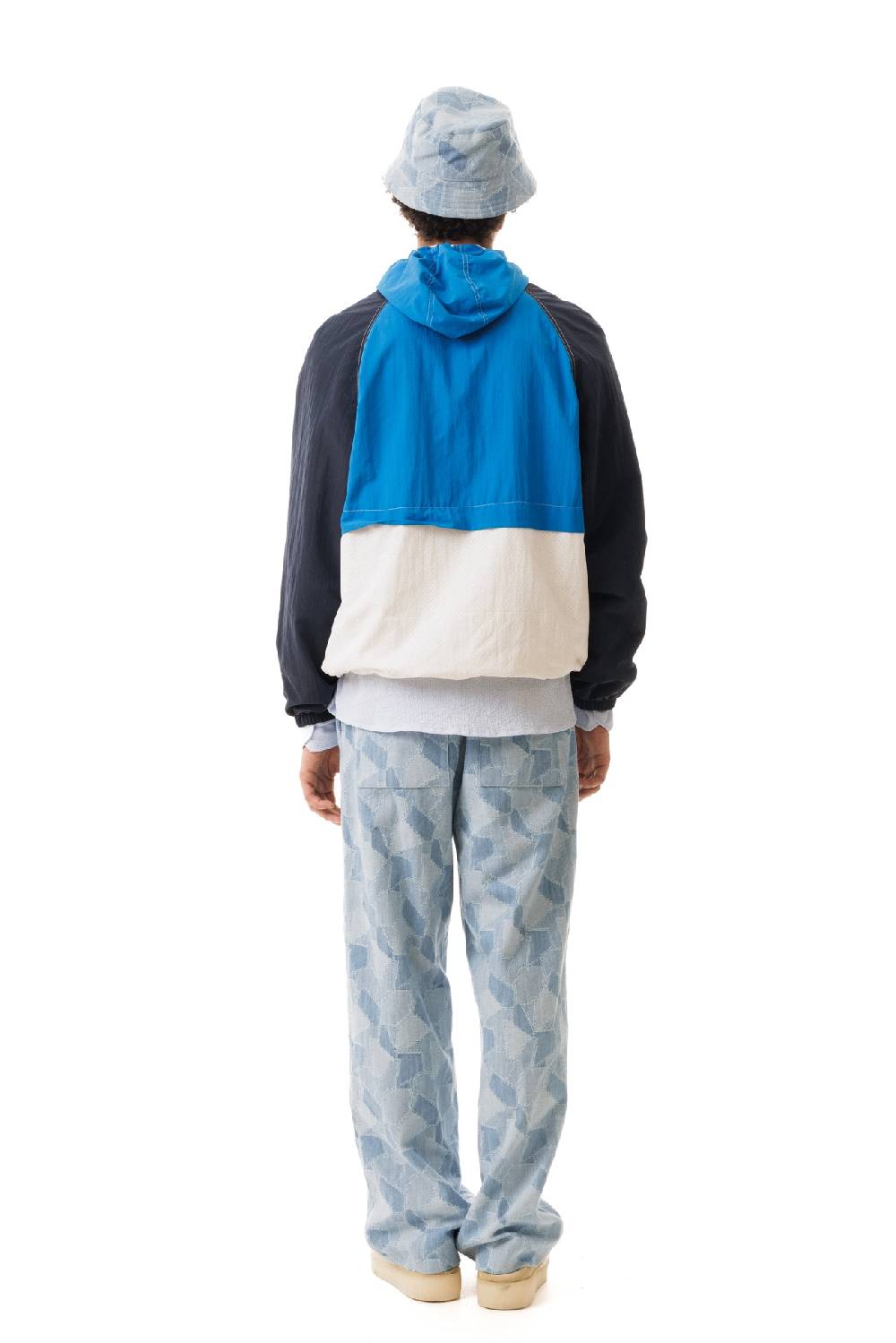 Lc23 Nylon Color-Block Hooded Jacket Blue